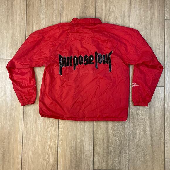 Justin Bieber Purpose Tour All Access Jacket 2016 Crew Red Medium Augusta - Picture 2 of 12